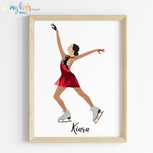 'Ice Skating' Girl Personalized Wall Art (Framed) New