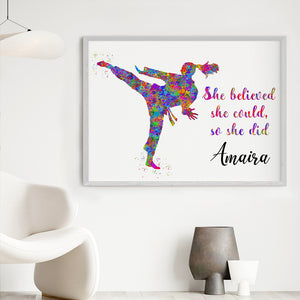 'Karate Girl' Personalized Wall Art (Big Frame)