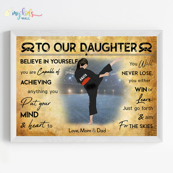 Load image into Gallery viewer, &#39;Karate Girl&#39; Personalized Motivational Wall Art (Framed)
