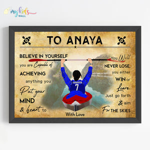 'Kayaking Girl' Personalized Motivational Wall Art (Framed)