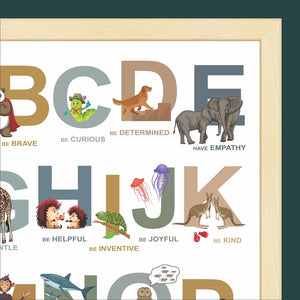 'A to Z of Emotions' Personalised Animal Wall Art (Big Frame)