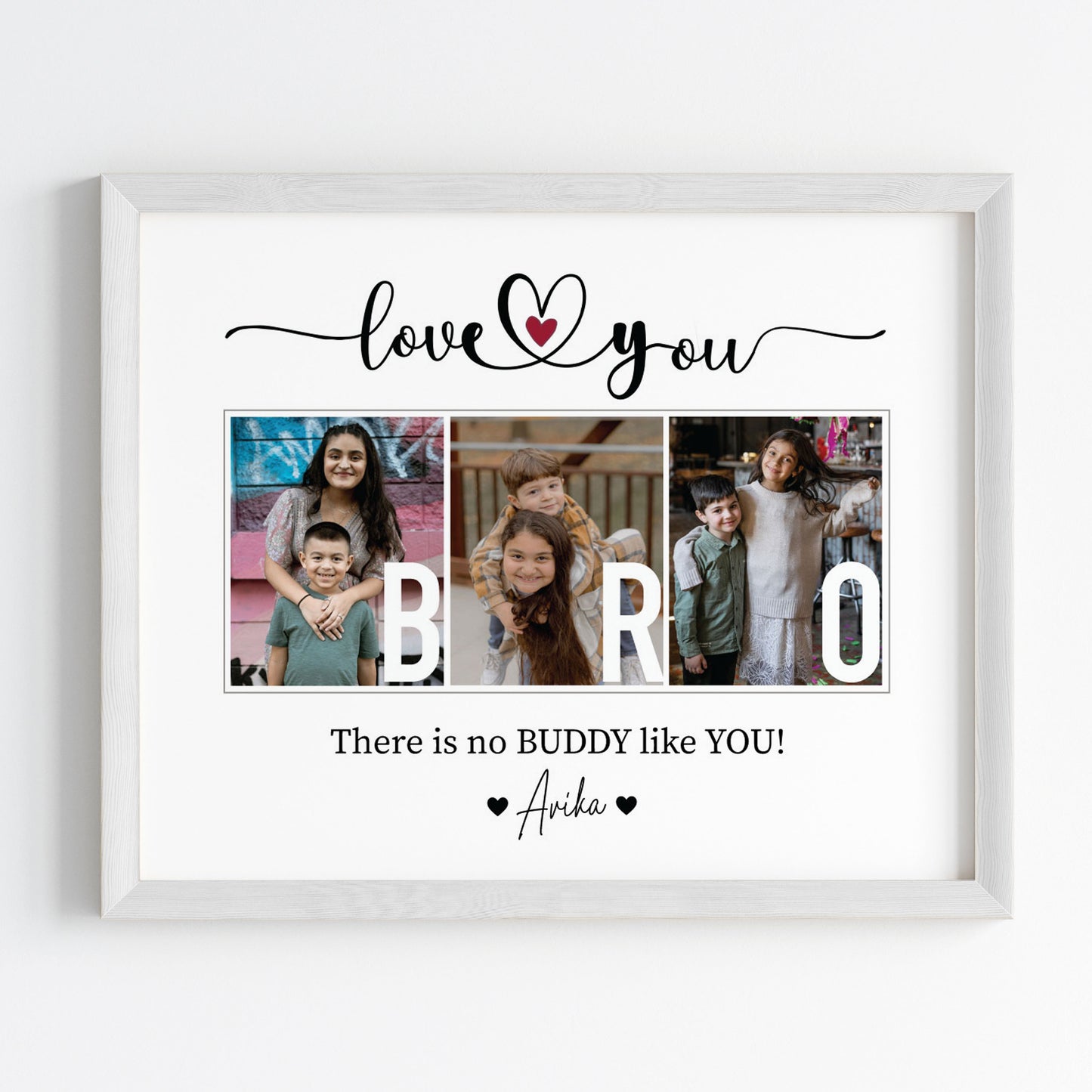 Love You Bro Personalised Wall Art (Framed)