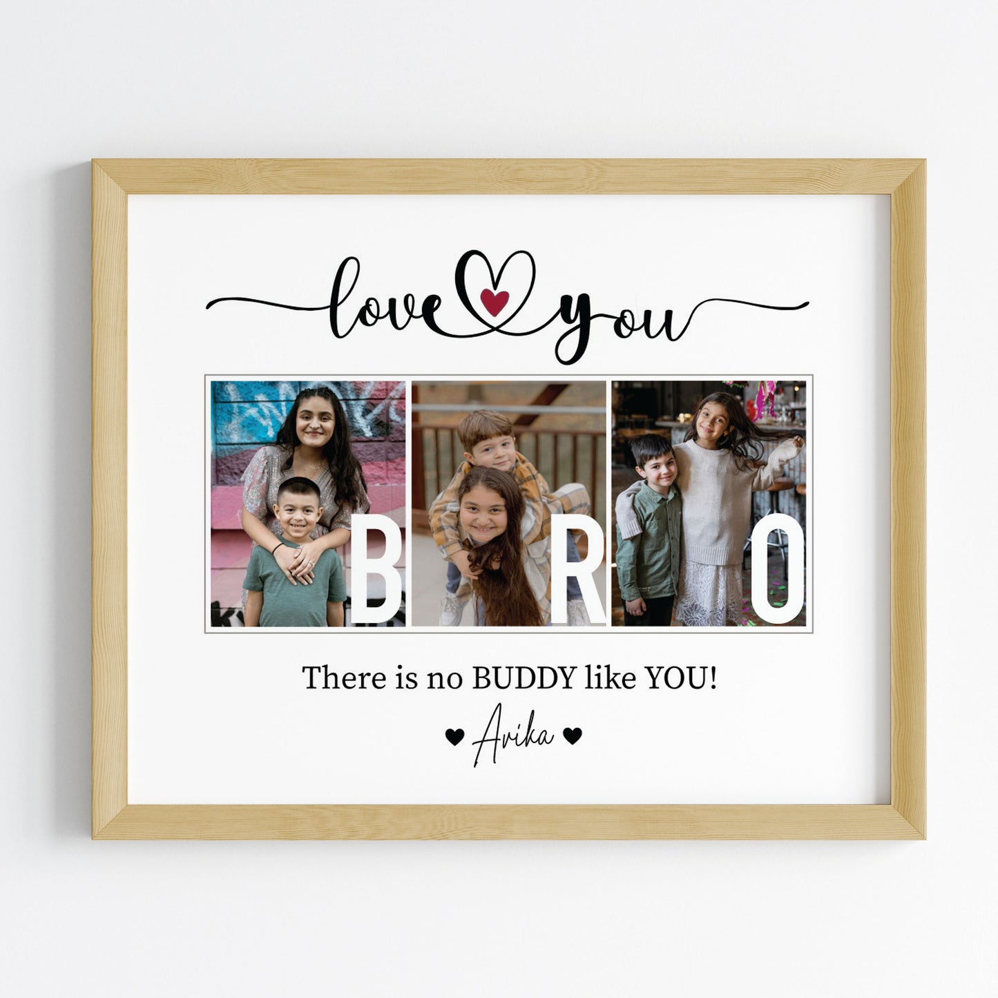Love You Bro Personalised Wall Art (Framed)