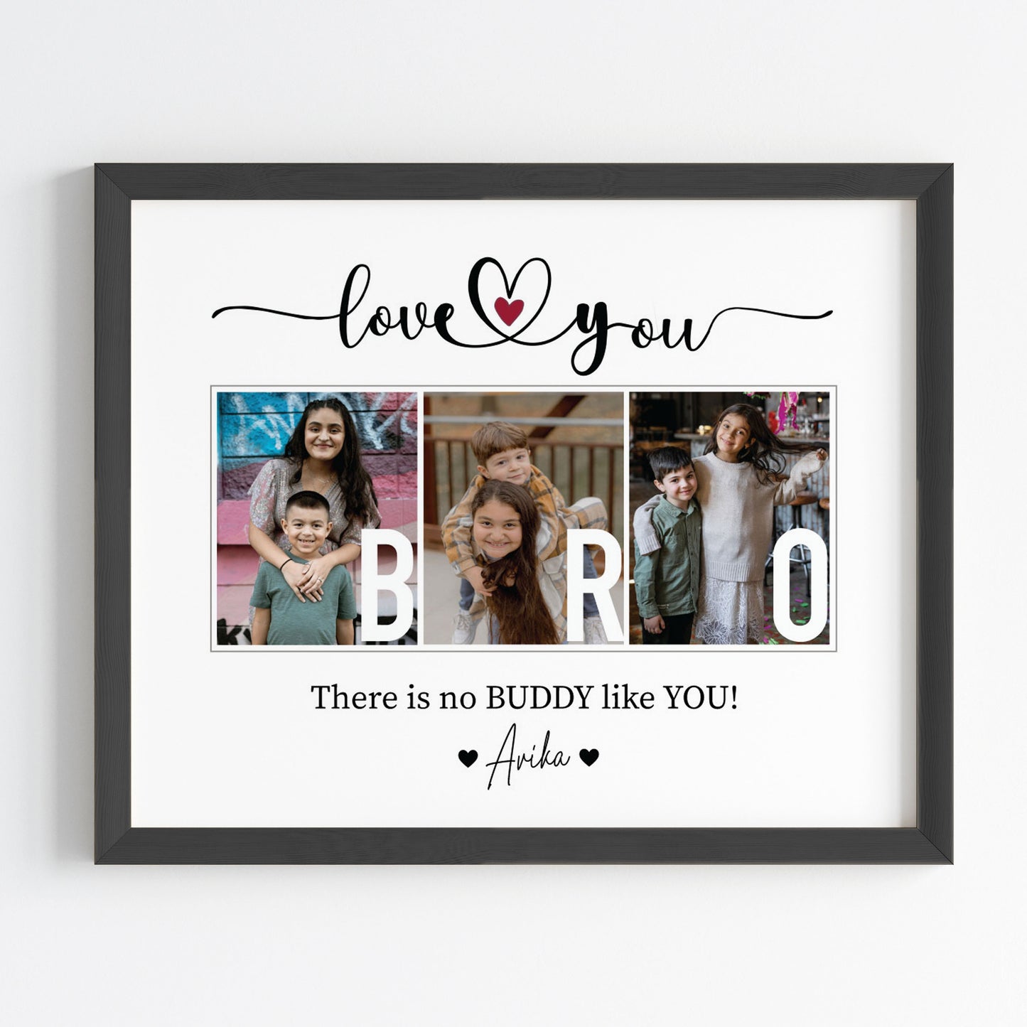 Love You Bro Personalised Wall Art (Framed)