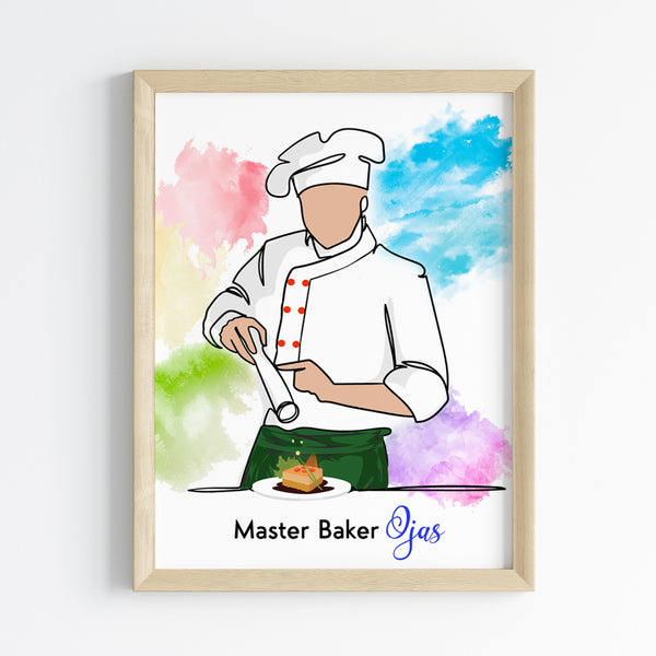 Load image into Gallery viewer, &#39;Master Baker&#39; Boy Personalized Wall Art (Framed)
