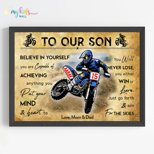 'Motor Bike Racer' Personalized Motivational Wall Art (Framed)