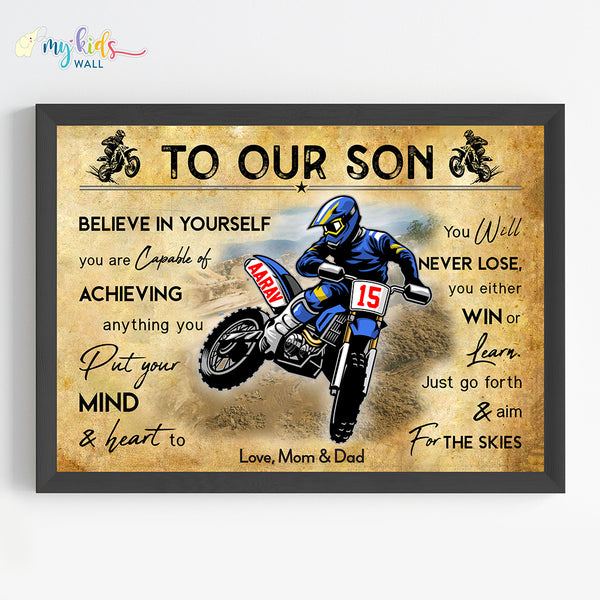 Load image into Gallery viewer, &#39;Motor Bike Racer&#39; Personalized Motivational Wall Art (Framed)
