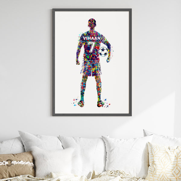 Load image into Gallery viewer, &#39;Football Player&#39; Personalized Wall Art (Big Frame)
