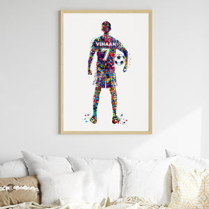 'Football Player' Personalized Wall Art (Big Frame)