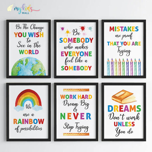Opportunity for Growth Motivational Wall Art Set of 6 black Frame
