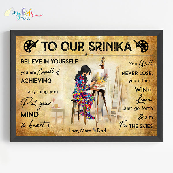 Load image into Gallery viewer, &#39;Painting Artist&#39; Girl Personalized Motivational Wall Art (Framed)
