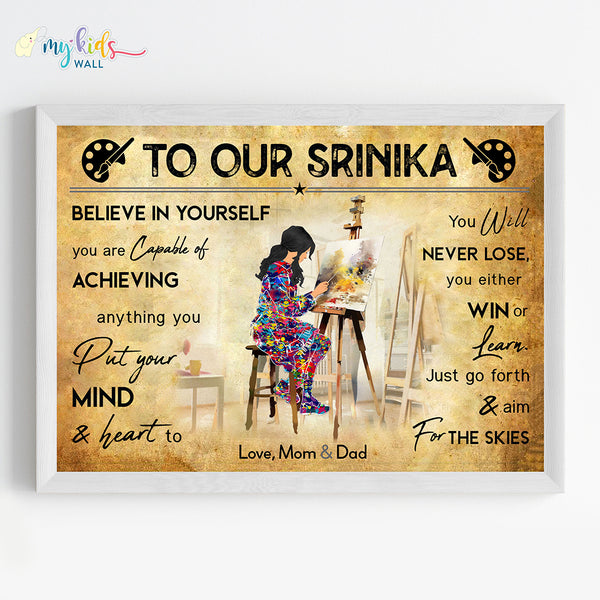 Load image into Gallery viewer, &#39;Painting Artist&#39; Girl Personalized Motivational Wall Art (Framed)
