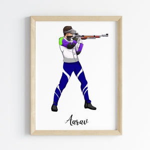 'Rifle Shooter' Boy Personalized Wall Art (Framed)