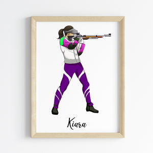 'Rifle Shooter' Girl Personalized Wall Art (Framed)