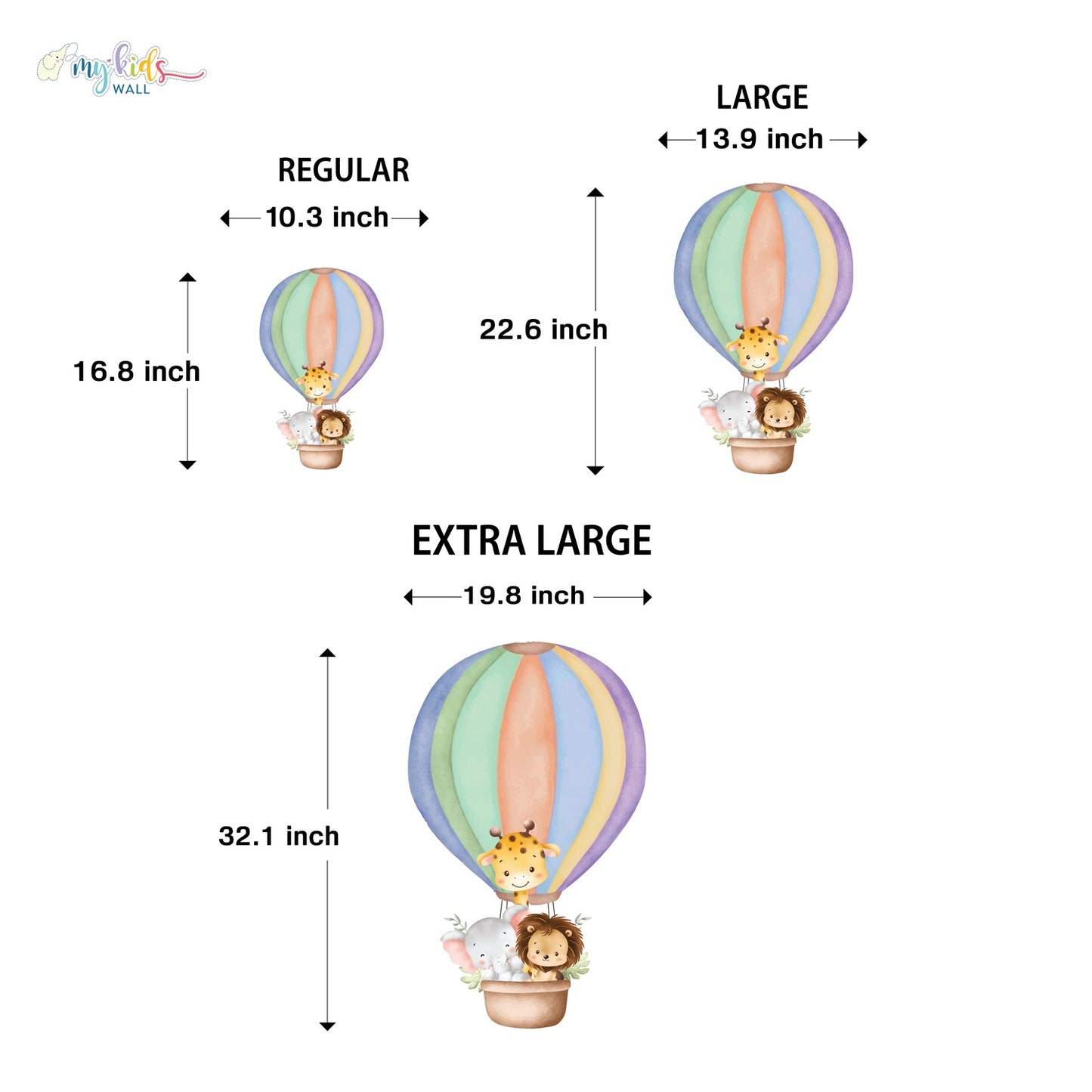 Safari Hot Air Balloon Adventure Personalized Wall Stickers