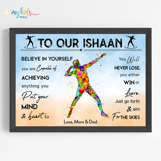 Shot Put Player Personalized Motivational Wall Art (Framed) New