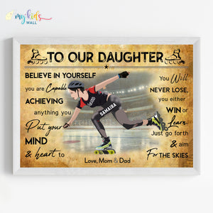 'Roller Skating Girl' Personalized Motivational Wall Art (Framed)
