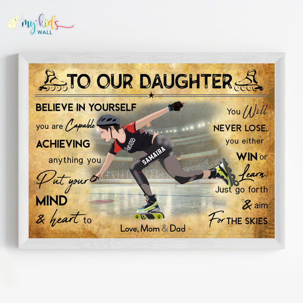 Load image into Gallery viewer, &#39;Roller Skating Girl&#39; Personalized Motivational Wall Art (Framed)
