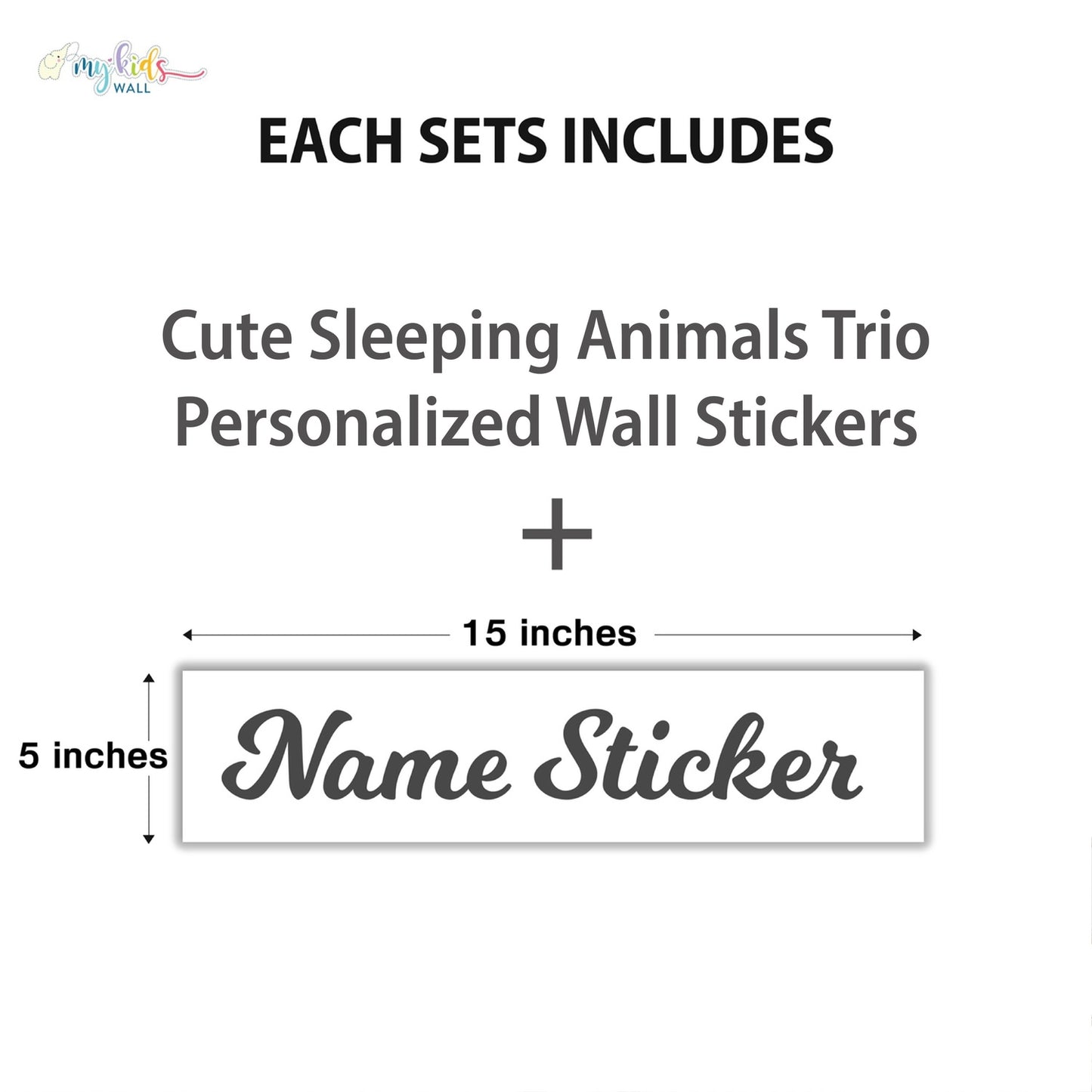 Sleeping Sloth, Koala & Cat Personalized Wall Stickers