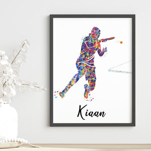 'Table Tennis Player' Personalised Wall Art (Framed)