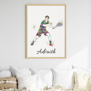 'Tennis Player' Personalised Wall Art (Big Frame)