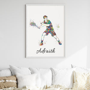 'Tennis Player' Personalised Wall Art (Big Frame)