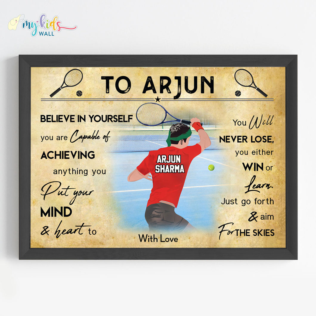 'Tennis Player' Personalized Motivational Wall Art (Framed)