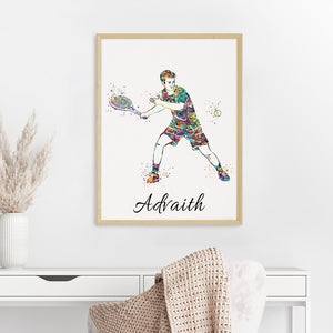 'Tennis Player' Personalised Wall Art (Big Frame)