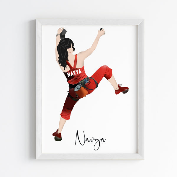 Load image into Gallery viewer, &#39;Rock Climbing Girl&#39; Personalized Wall Art (Framed) New
