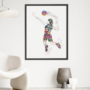 'Volleyball Player' Girl Personalised Wall Art (Big Frame)