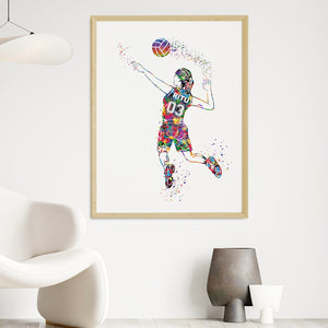 'Volleyball Player' Girl Personalised Wall Art (Big Frame)