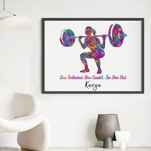 'Weightlifter Girl' Personalized Wall Art (Big Frame)