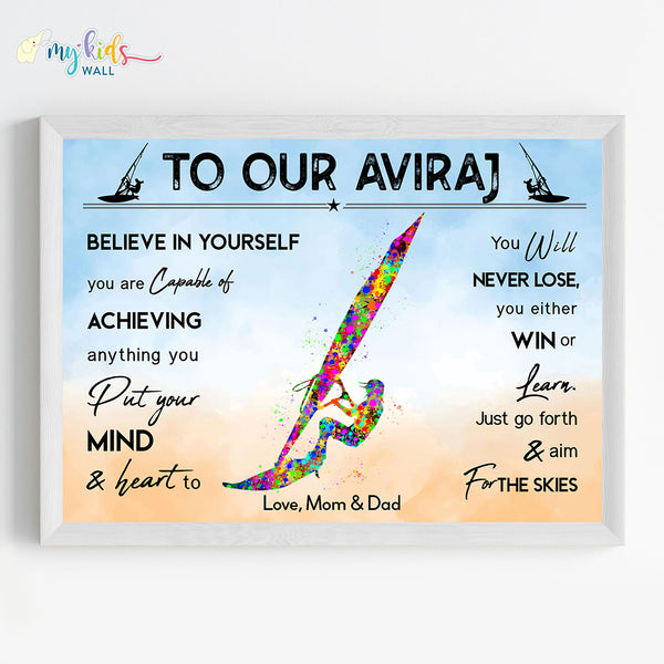 Load image into Gallery viewer, &#39;Wind Surfer&#39; Personalized Motivational Wall Art (Framed)
