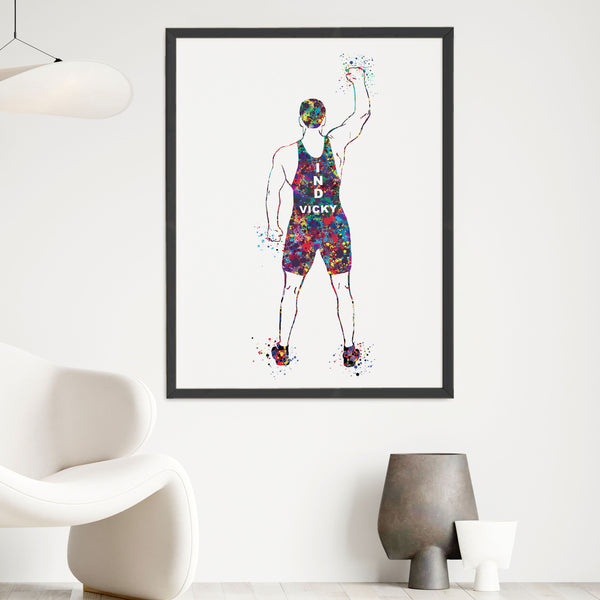 Load image into Gallery viewer, &#39;Wrestler Champion&#39; Personalised Wall Art (Big Frame)
