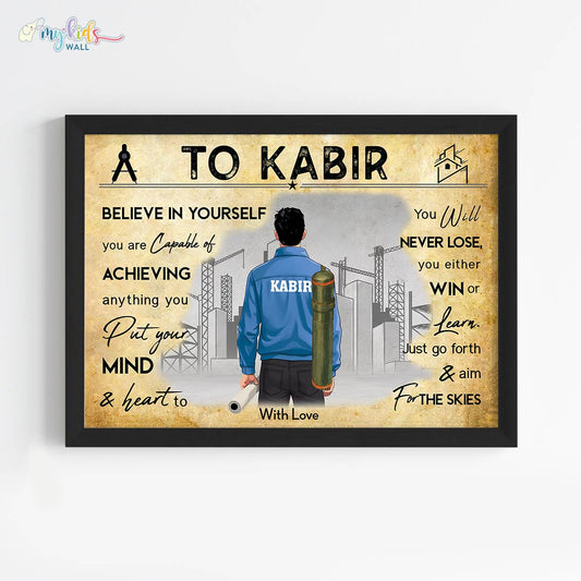 Motivational aspiring Architect boy black frame