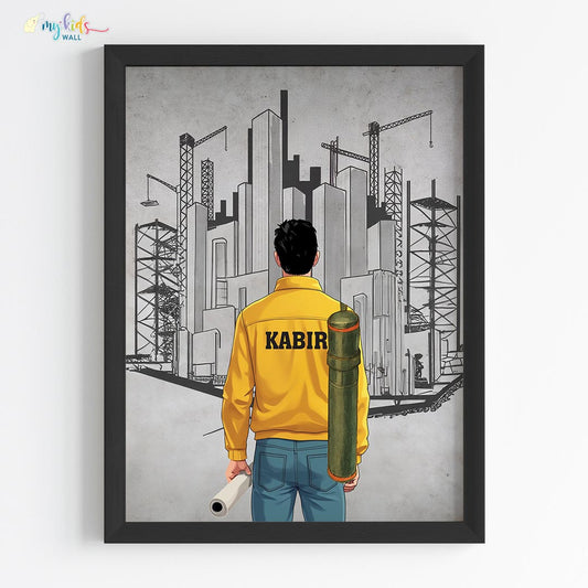 Inspirational Aspiring architect boy wall art black frame