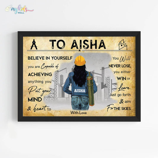 Motivational aspiring Architect girl black frame