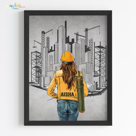 Inspirational Aspiring architect girl wall art black frame