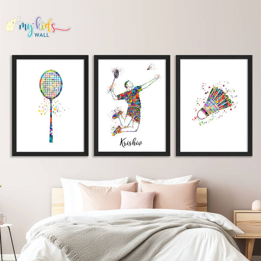 inspirational Badminton player wall art black frame