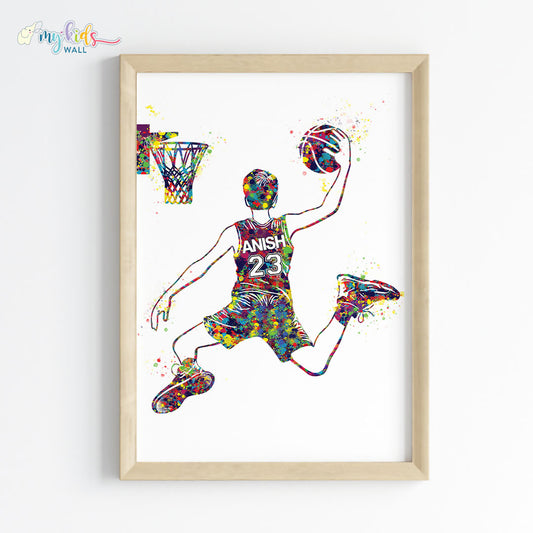 Basketball Player Personalised Wall Art Framed Wooden