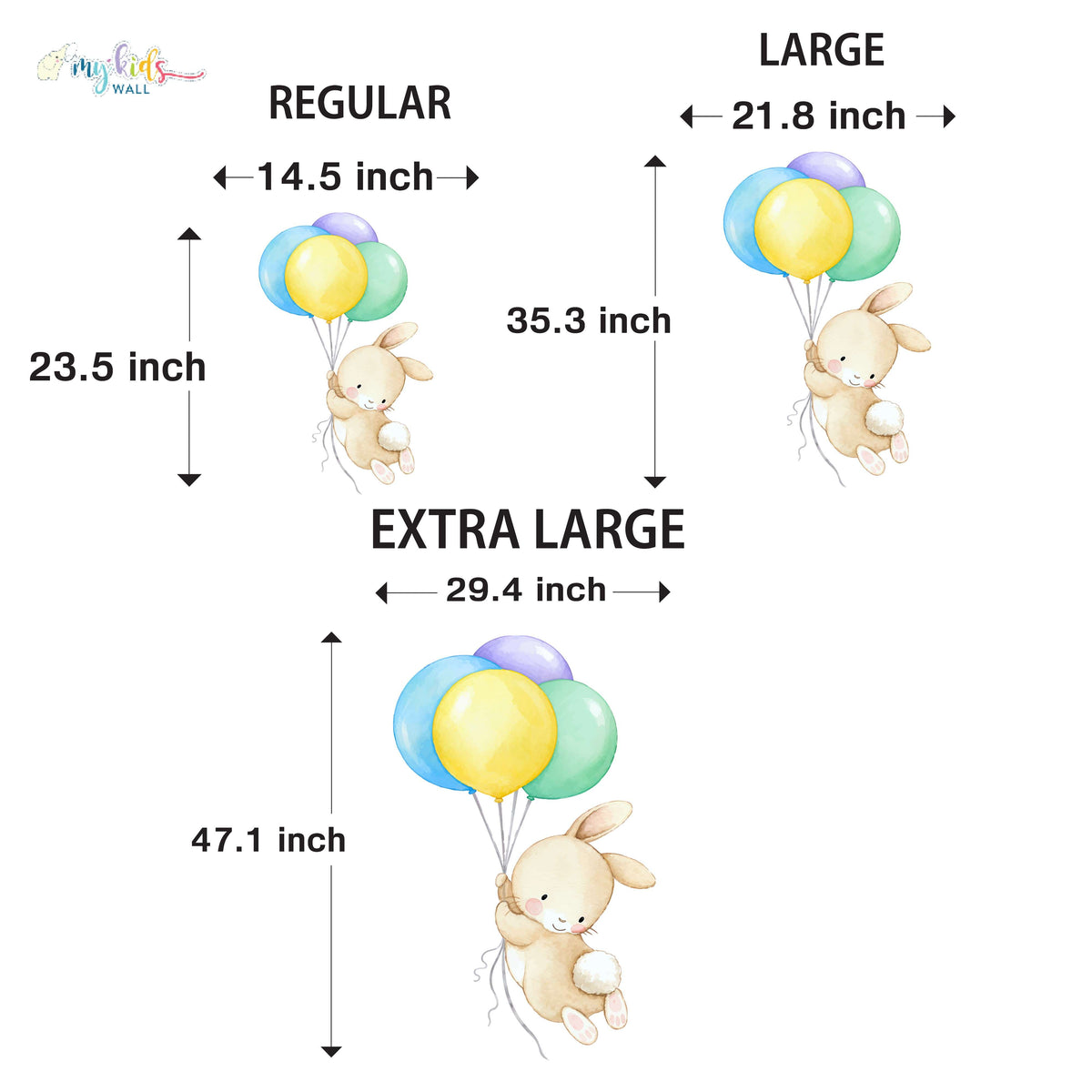 Bunny Balloons Adventure Personalized Wall Stickers