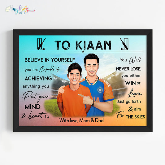 motivational wall art with  Abhishek Sharma black frame