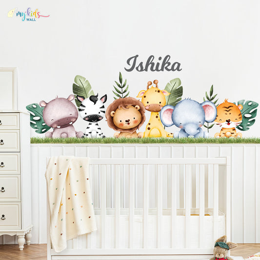 cute safari crew personalised wall stickers 1