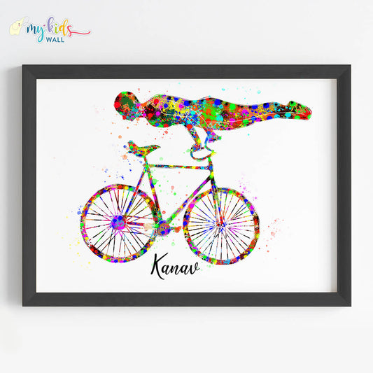 Inspirational cyclist wall art black frame
