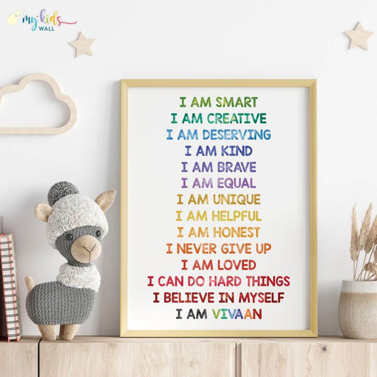 Multicolor daily positive affirmations wall art wooden frame