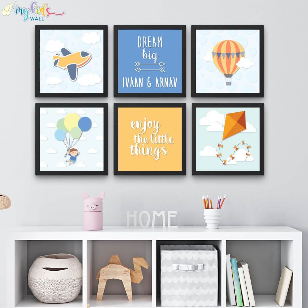 Inspirational siblings wall art set of 6 black frame