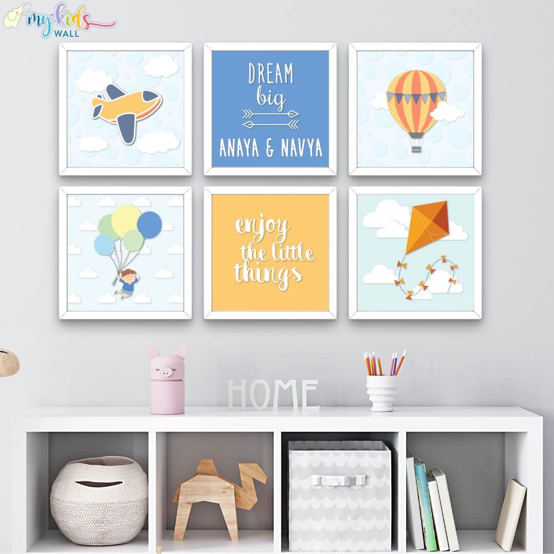 Inspirational siblings wall art set of 6 white frame