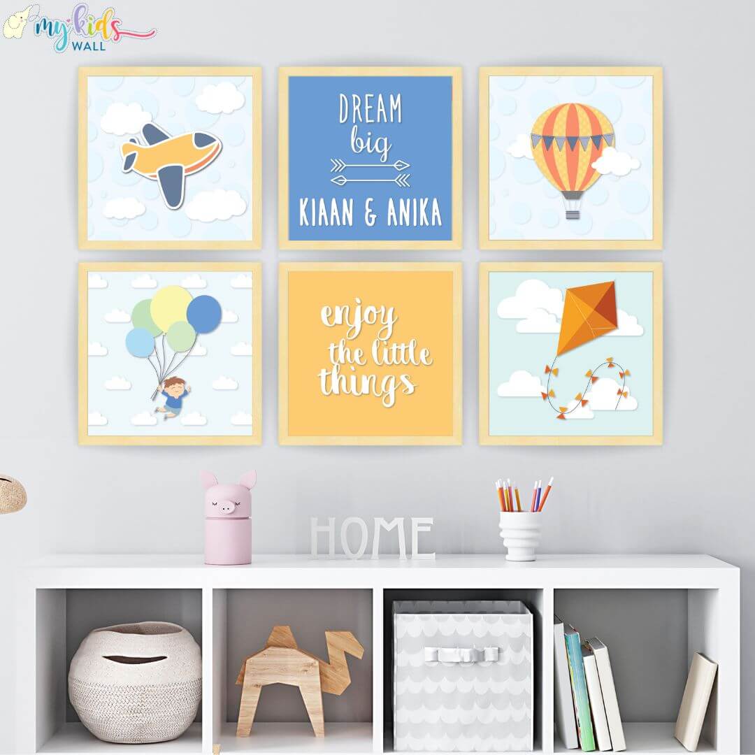 Inspirational siblings wall art set of 6 wooden frame