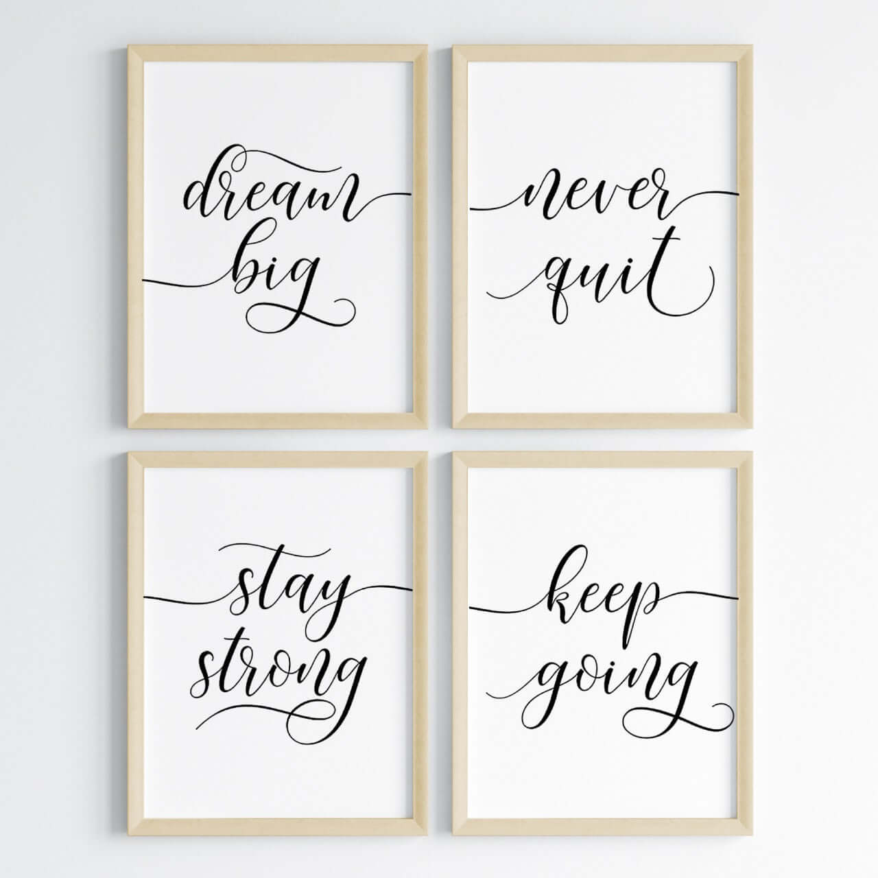 inspirational quotes set of 4 wooden frames