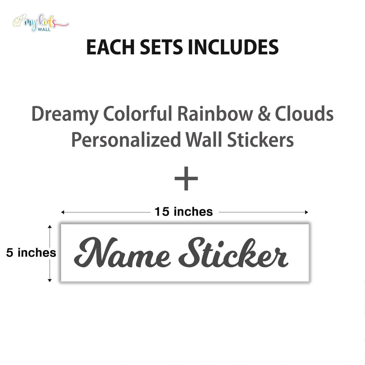 Dreamy Colorful Rainbow & Clouds Personalized Wall Stickers